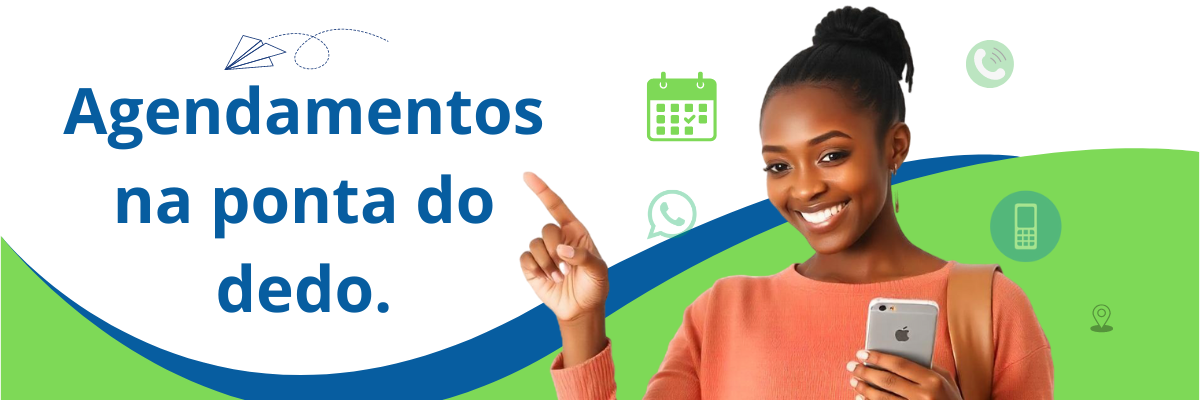 Para agendar consulta é só clicar nos canais de atendimento.